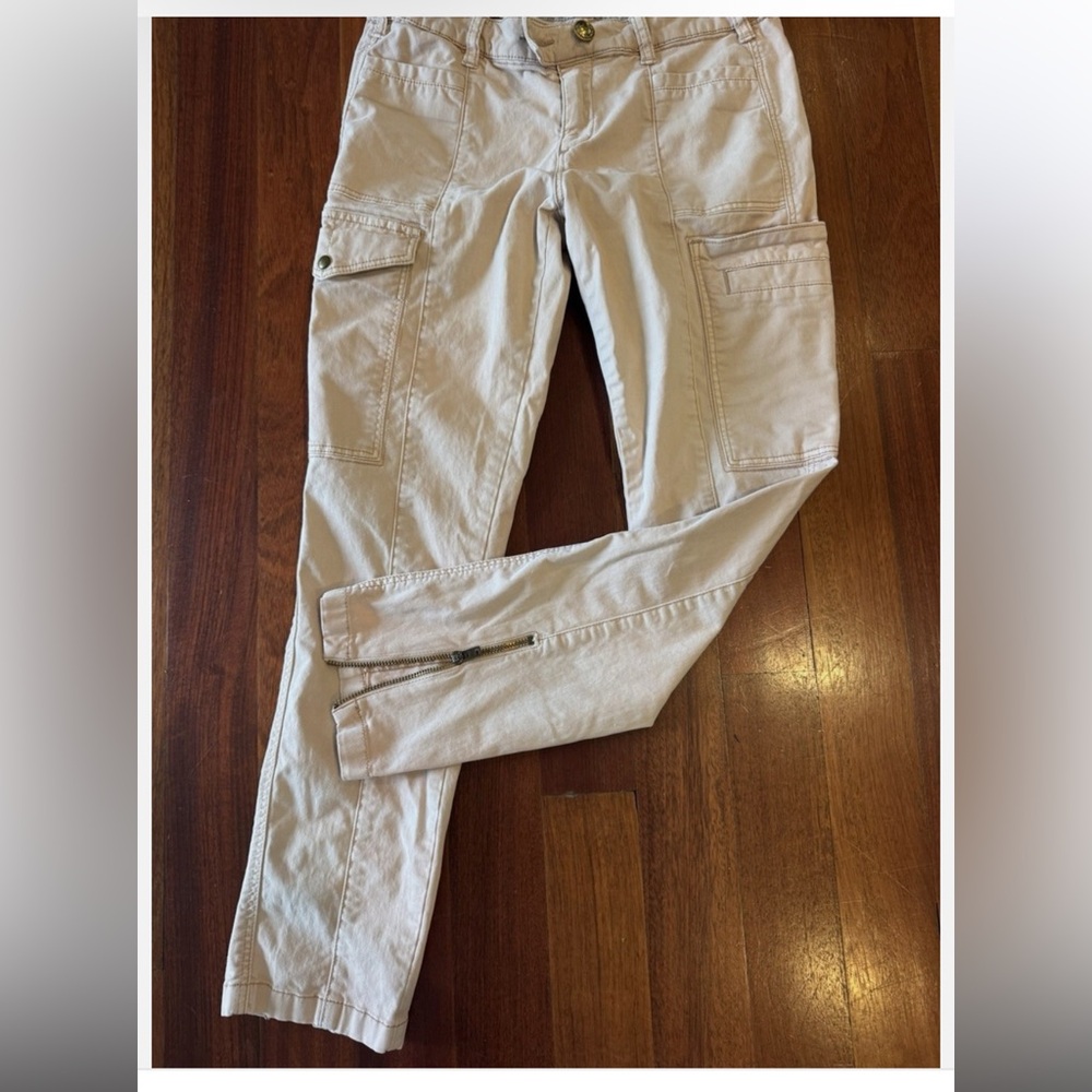 Anthropologie Cargo Military Pants Zipper Daughters of Liberation Light Pink 30